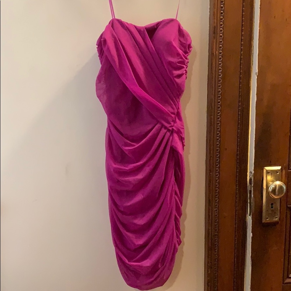 Cache Strapless Dress Fuchsia